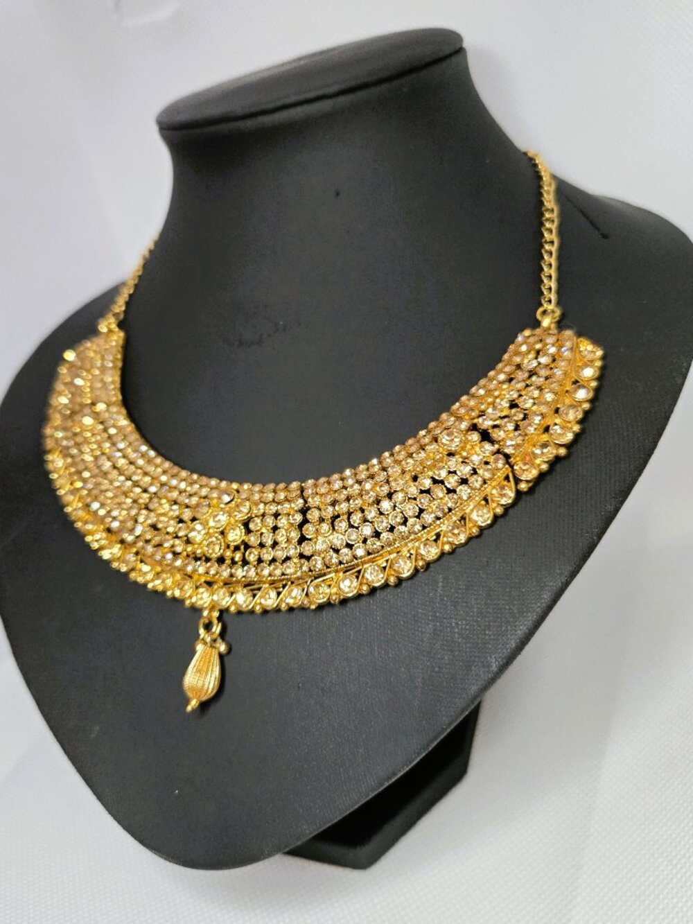 Gold-Tone Rhinestone Statement Necklace - Picture 3 of 8